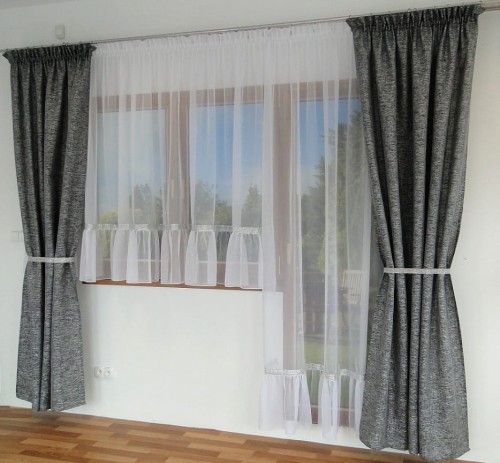 B7 komplet zasłon z firankami na balkon