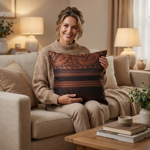 Poszewka dekoracyjna 40 x 40 cm z tkaniny zasłonowej - ciemna śliwka.jpeg